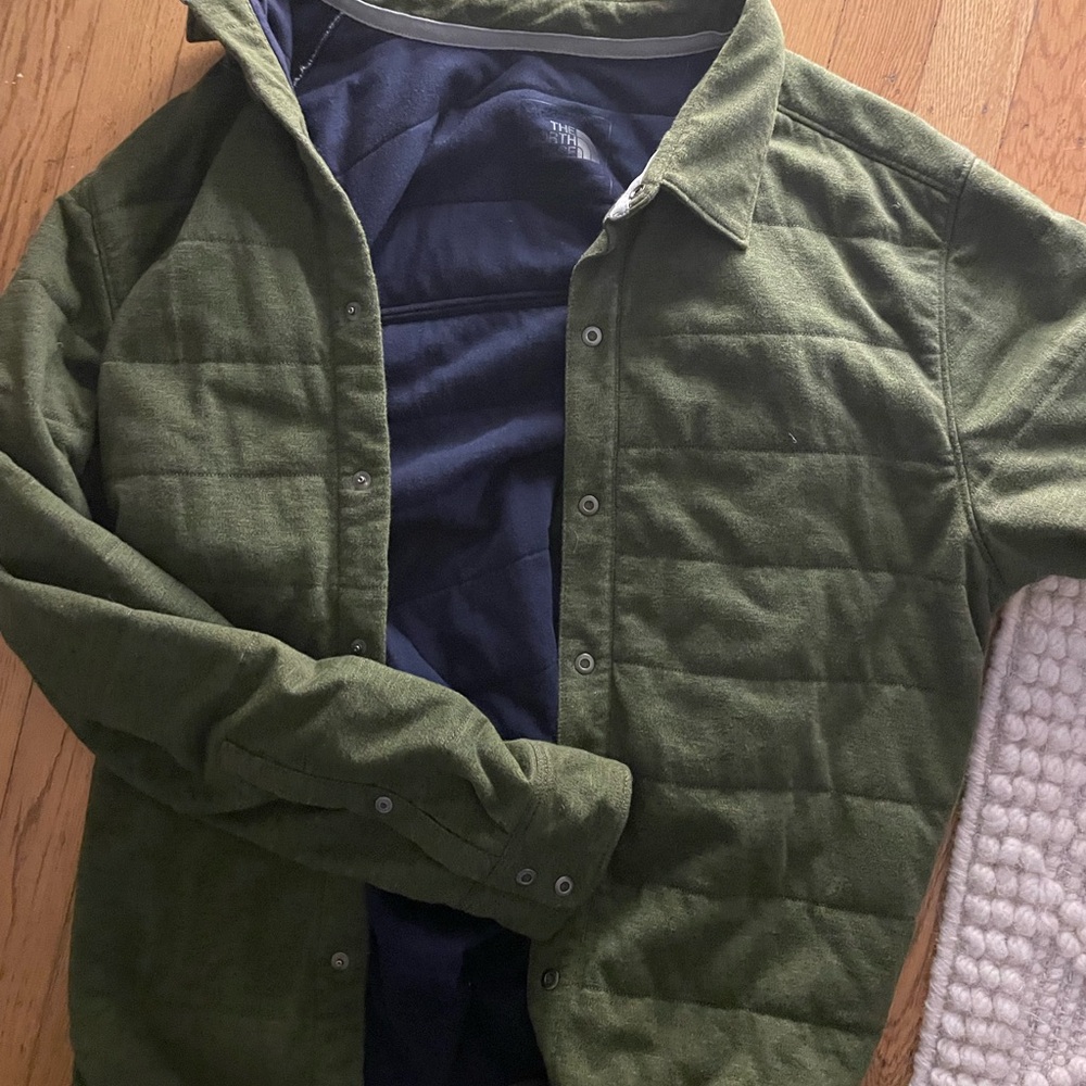 The North Face Olive Green Quilted Shirt Jacket